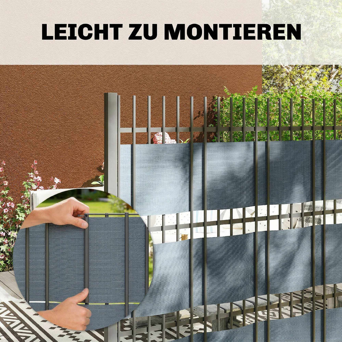 Privacy Fence Strips Set, UV-Resistant, Waterproof, 35m x 19cm, Gray
