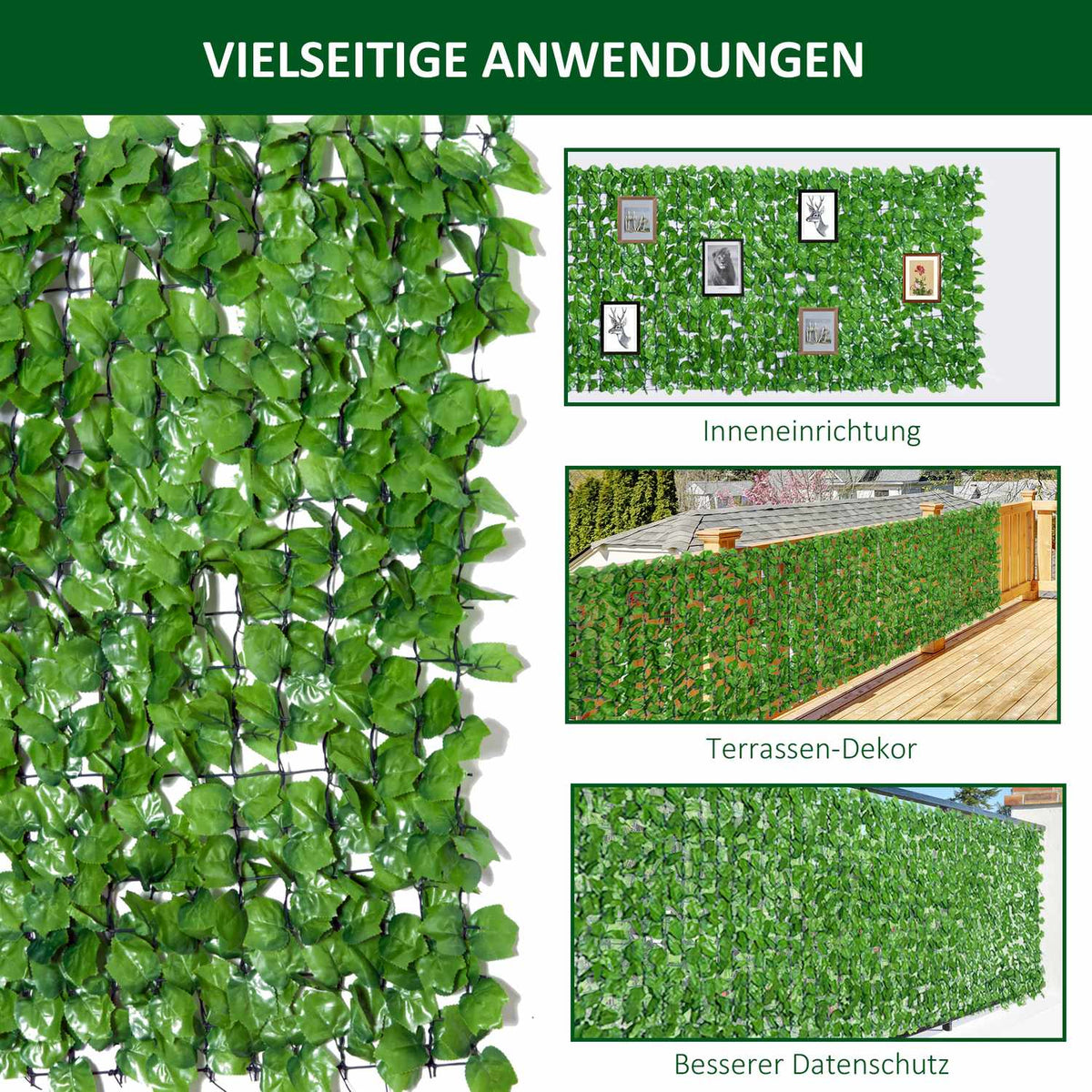 Privacy Hedge Artificial Hedge Balcony Wall Decoration Light Green 300X100Cm