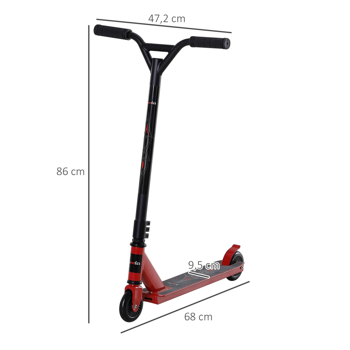 Pro Stunt Scooter For Freestyle Tricks, 100Mm Pu Wheels, For Children And Adults, Aluminum, Red
