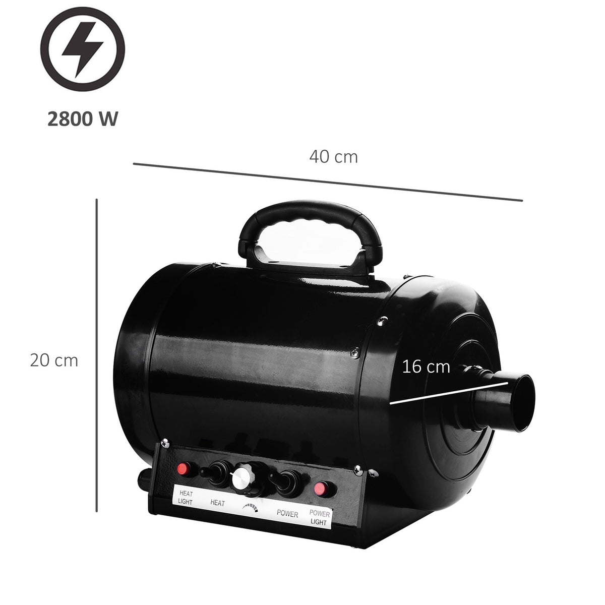 Professional Dog Hair Dryer Animal Hair Dryer Whisper Hair Dryer Dog Dryer 2800W Metal Black 40 X 16 X 20 Cm