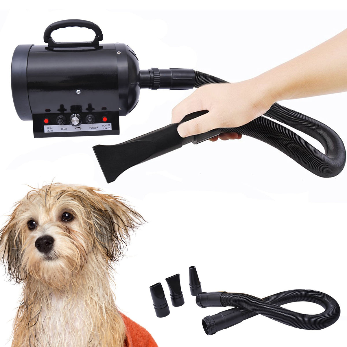 Professional Dog Hair Dryer Animal Hair Dryer Whisper Hair Dryer Dog Dryer 2800W Metal Black 40 X 16 X 20 Cm
