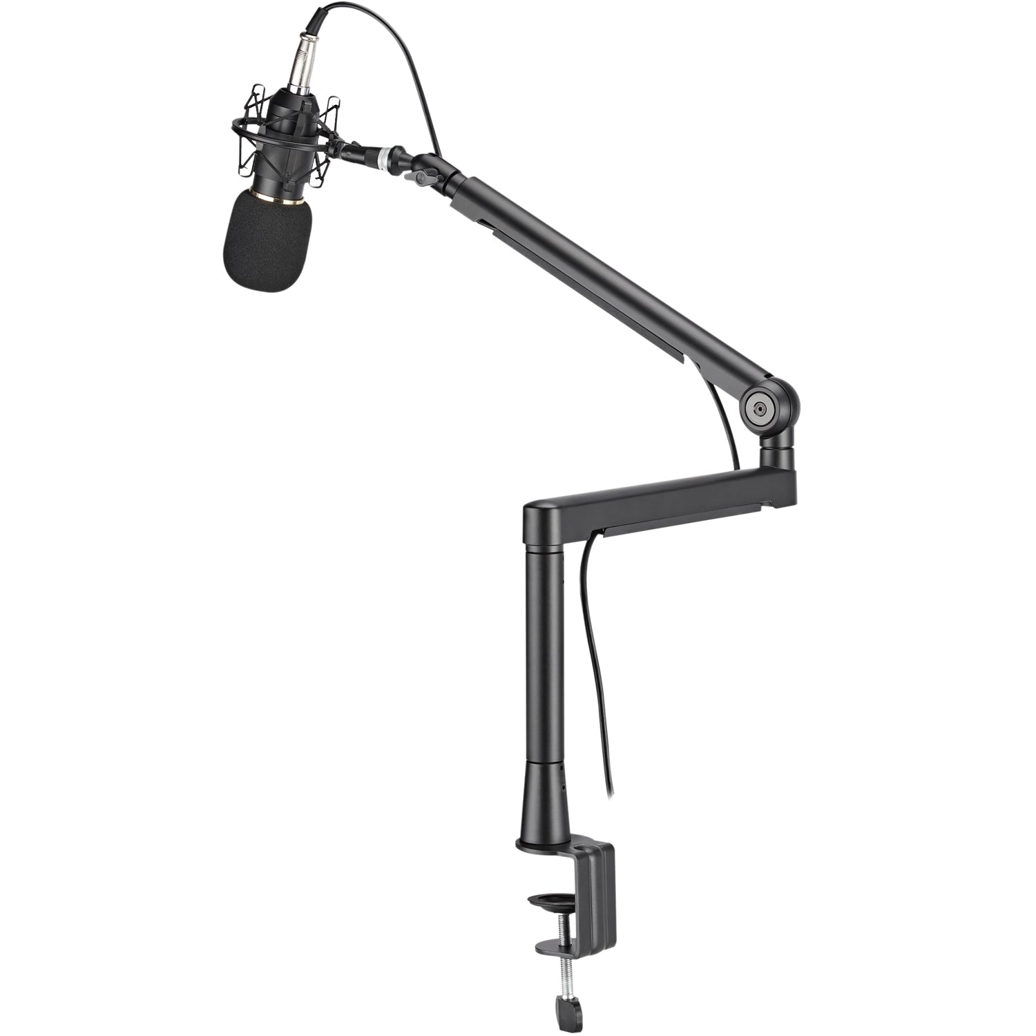 Professional studio microphone arm with cable management Aluminum Black