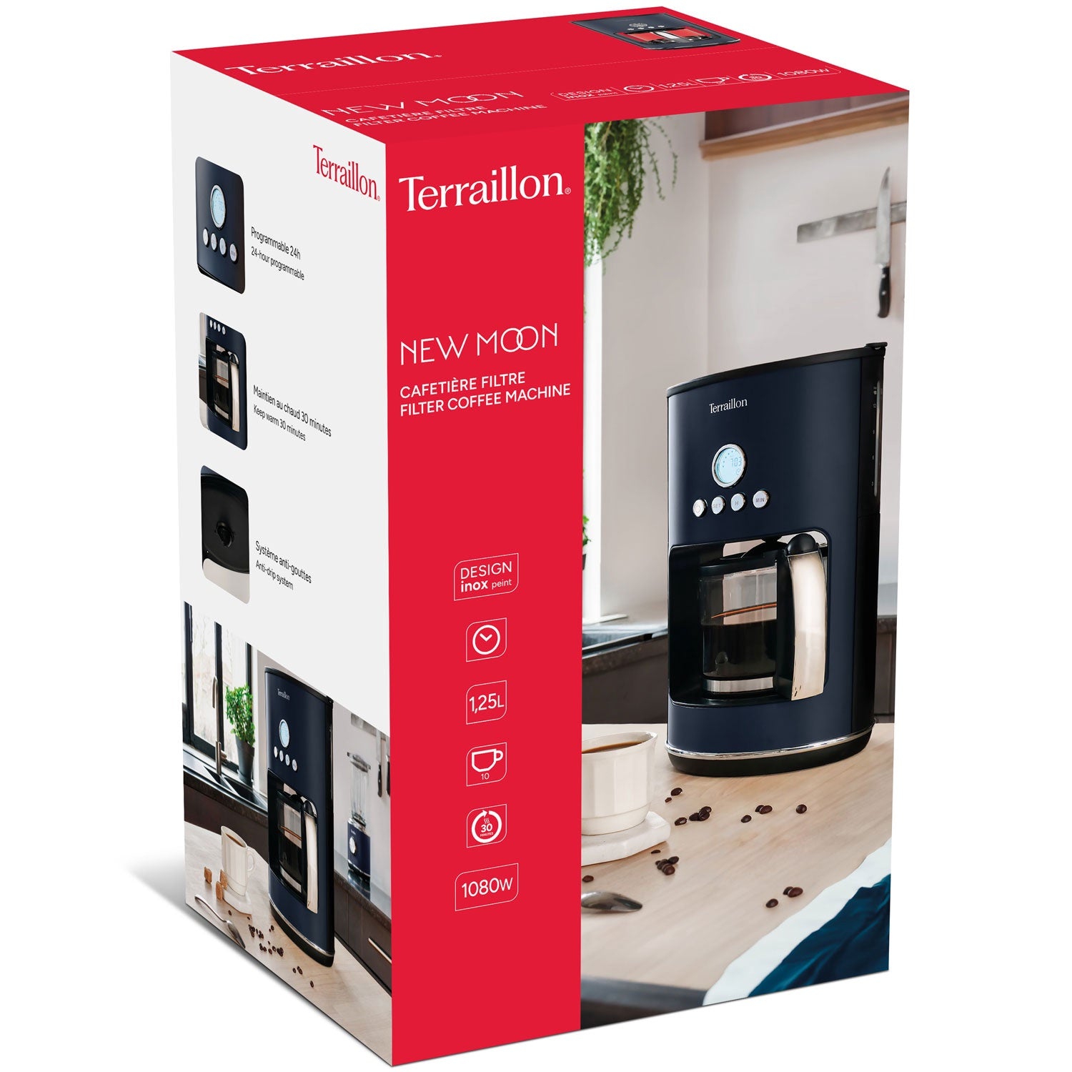 Programmable Coffee Maker – 1.25L, 1080W, Anti-Drip