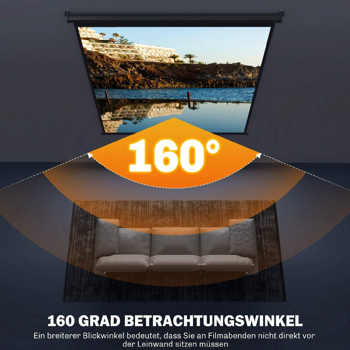 Projector Screen 99 Inch 1:1, 178x178 cm, 4K