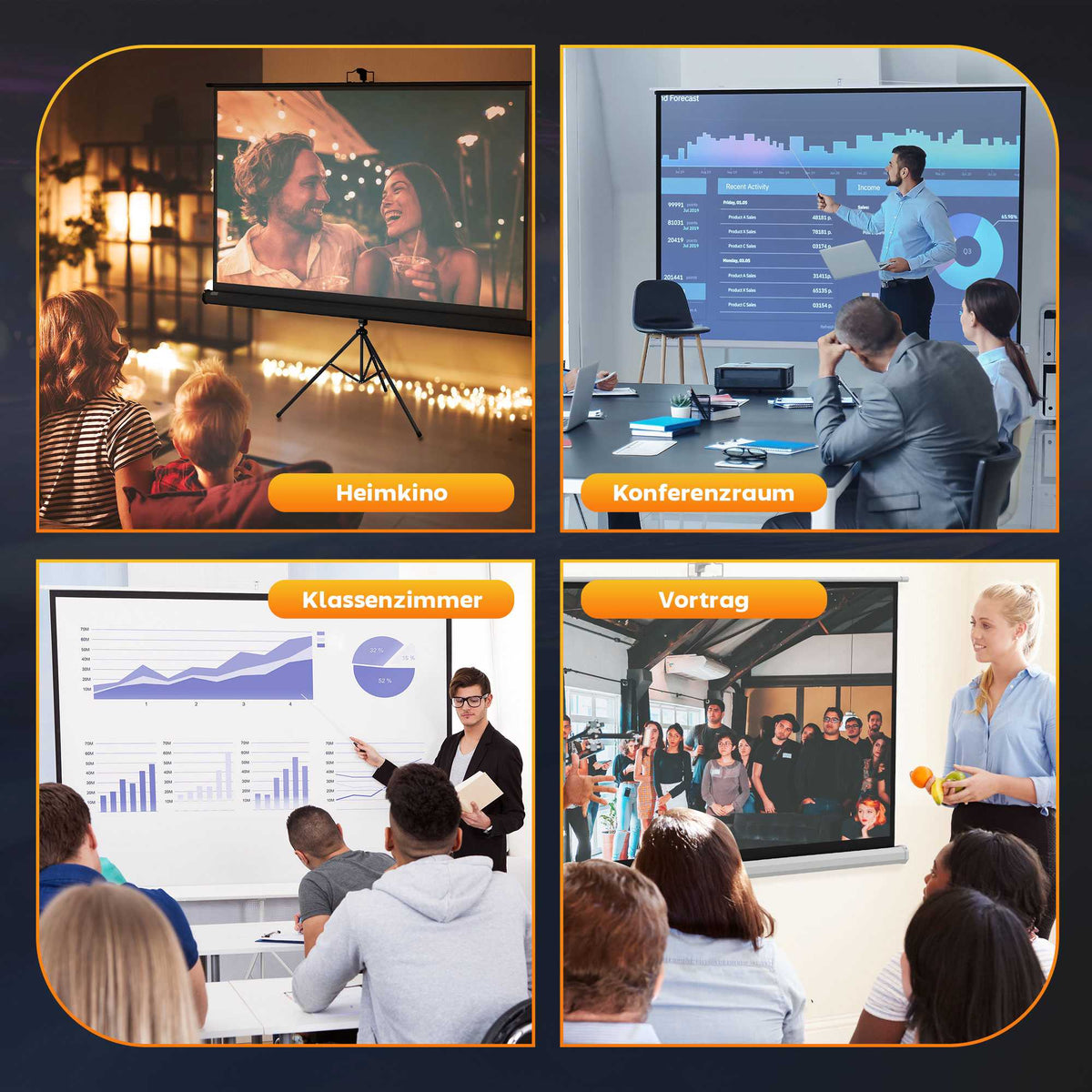 Projector Screen with Stand, 100 Inch, 16:9 HD 4K