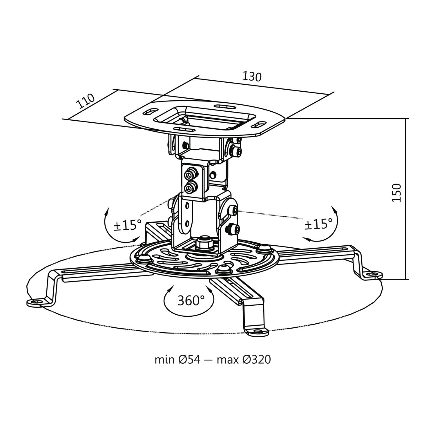 Projector mount Universal 150mm