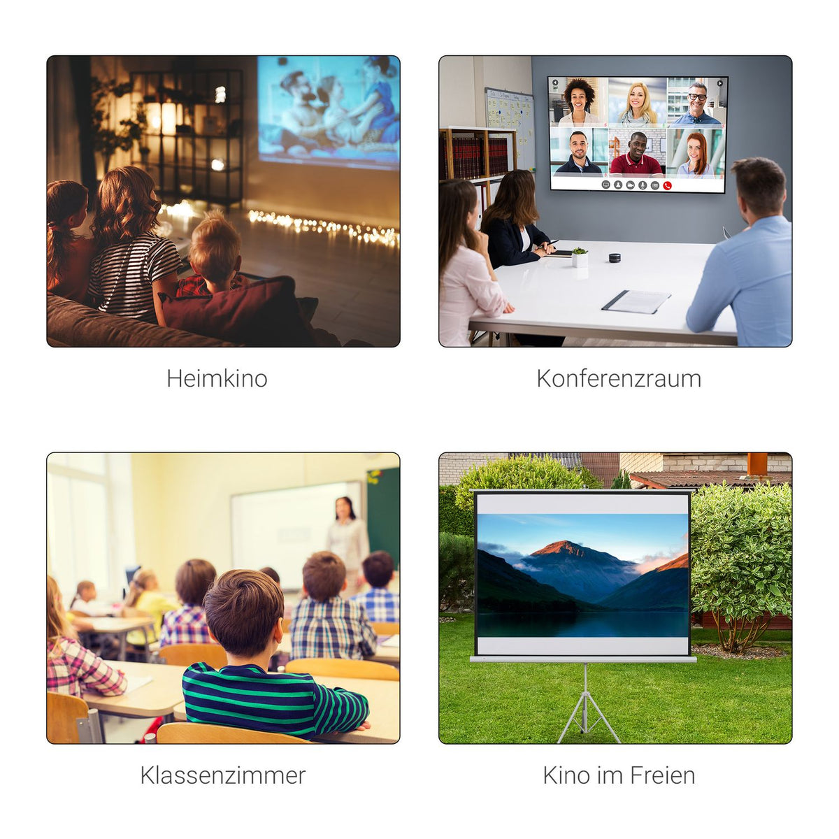 Projector screen with tripod, 4:3 projection screen, 84 inch foldable presentation wall 171 x 131 cm, height adjustable screen for home, school, meeting