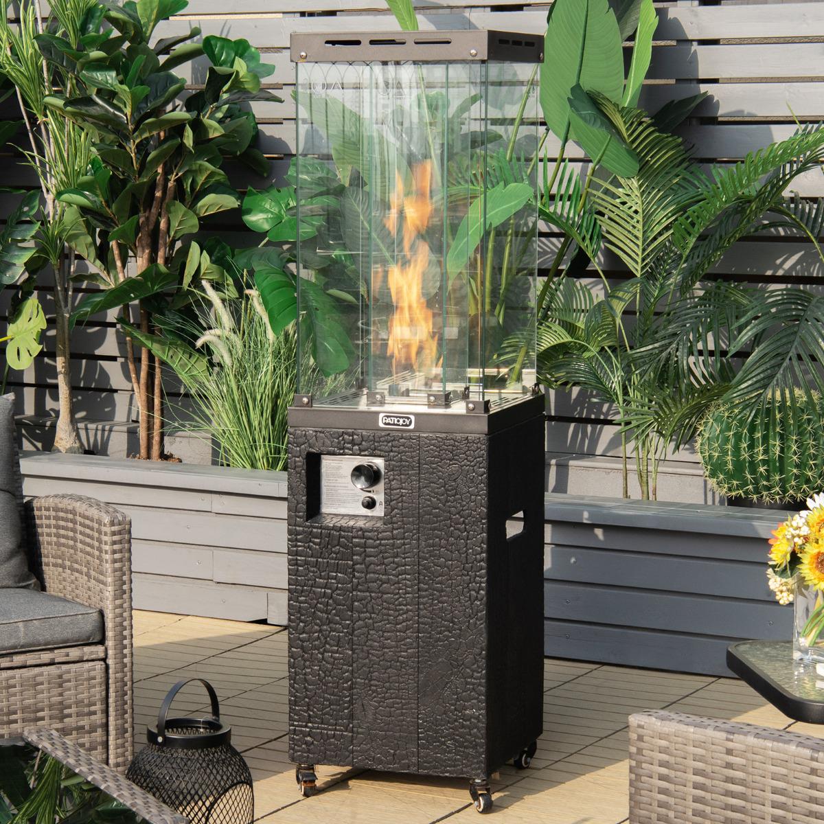 Propane Patio Heater 41000 BTU With Wheels, Glass