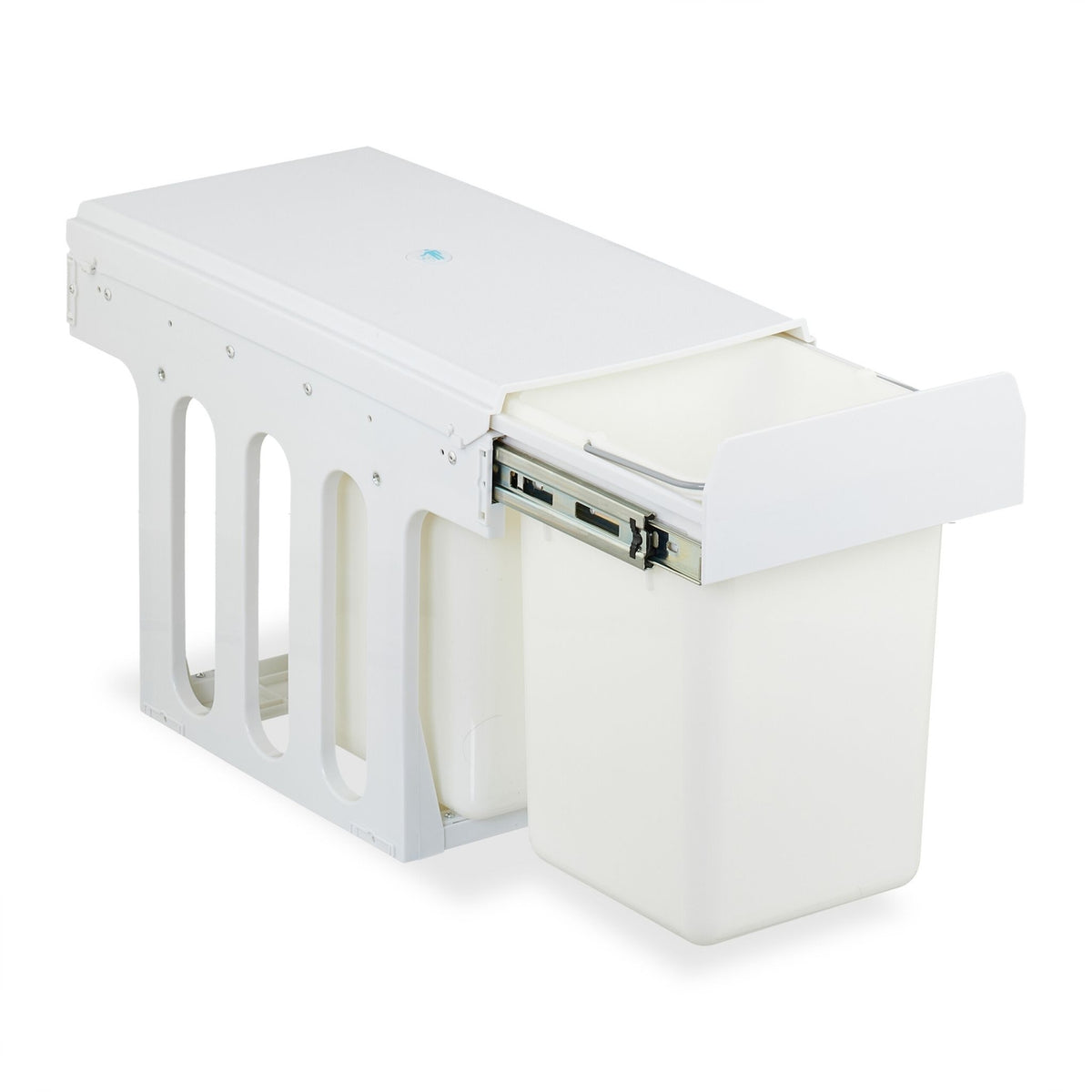 Pull-Out Waste Bin with Lid – White, Space-Saving