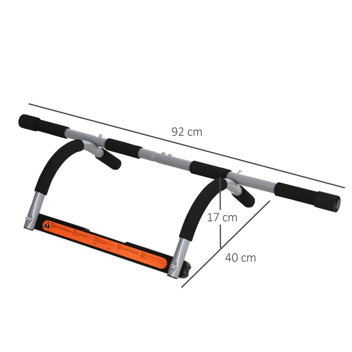 Pull-Up Bar Multifunctional Training Holder, Door Bar Made Of Steel And Foam, Black + Gray, 92X40X17Cm