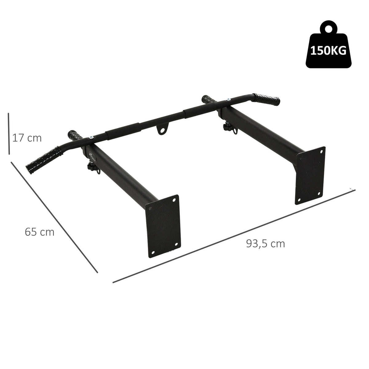Pull-Up Bar Wall Mounting Pull Up Bar, Horizontal Bar With Eyelets For Punching Bag, Steel, Black, 93.5X65X17 Cm