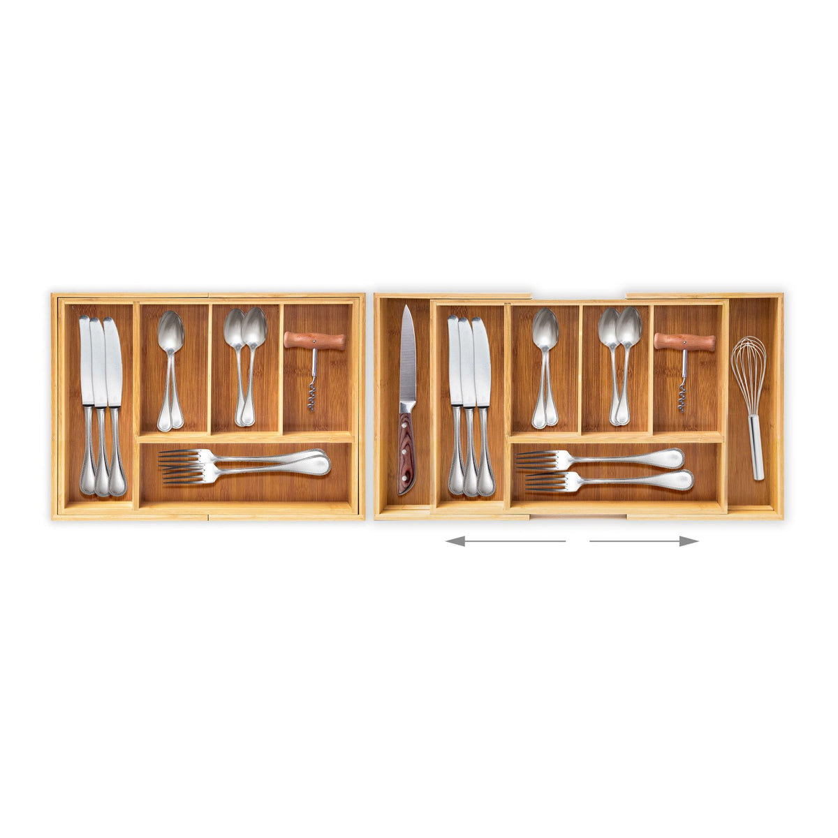 Pull-out cutlery box in bamboo size XL