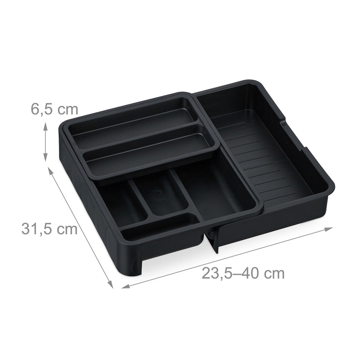 Pull-out cutlery tray in black