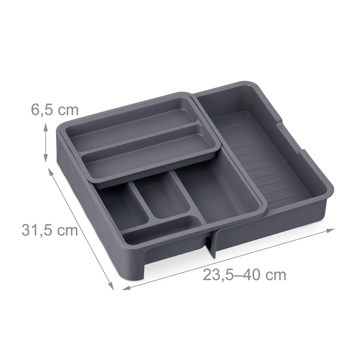 Pull-out cutlery tray in dark grey
