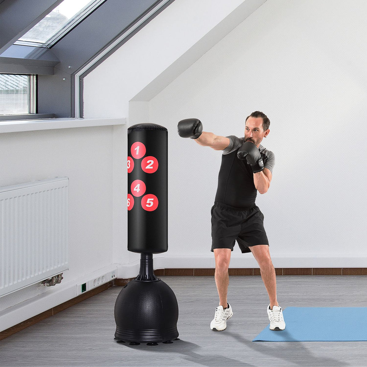 Punching Bag Freestanding Punching Bag 165Cm For Adults, Heavy Duty With Suction Cup Base, Black, Ideal For Professionals & Beginners