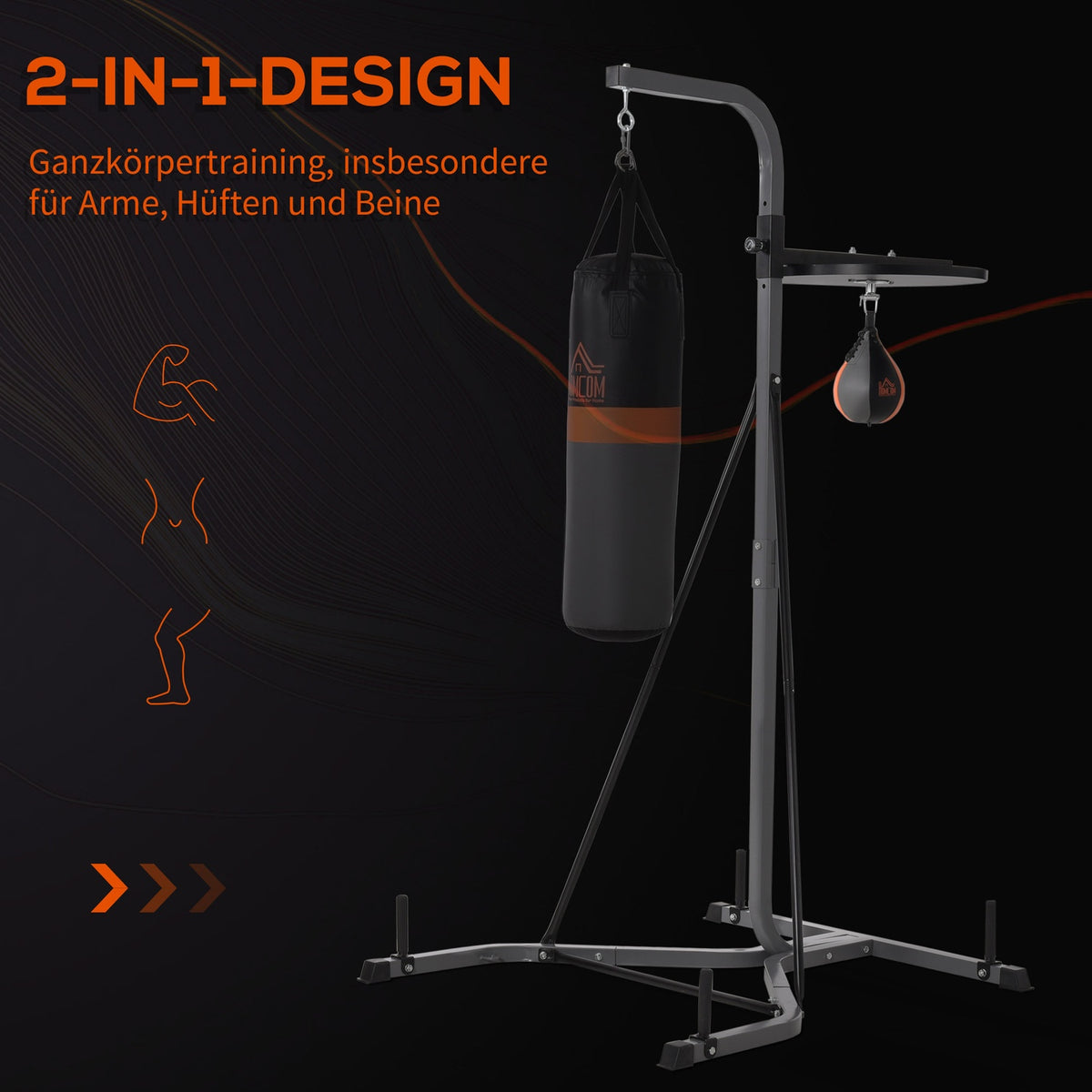 Punching Bag Stand 2-In-1 With 20 Kg Punching Bag & Punching Ball, Free-Standing Boxing Station, Height Adjustable, Up To 100 Kg, Steel