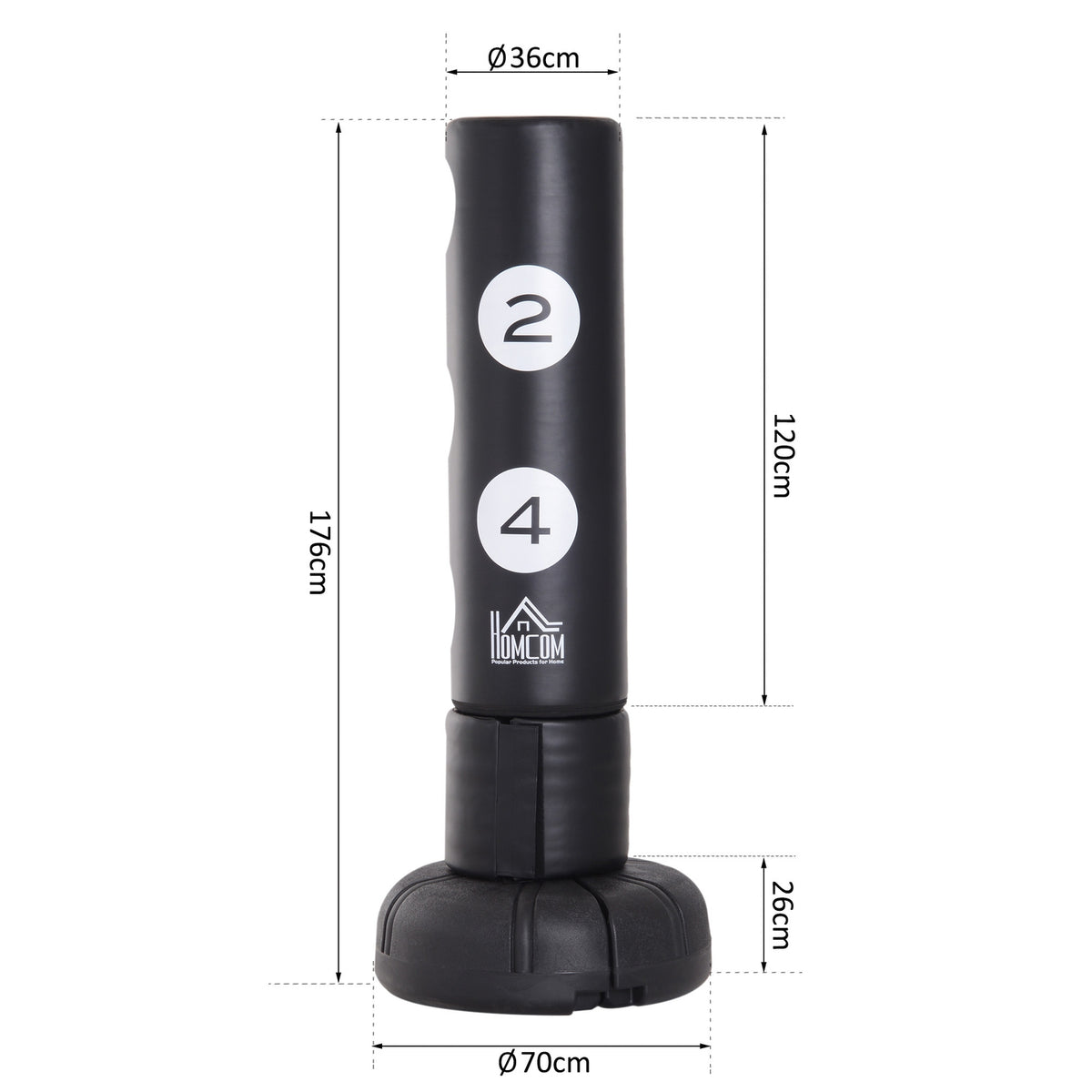 Punching Bag Standing 176Cm Adult Freestanding Heavy Duty Standing Punching Bag With Stand And Vinyl Pad Boxing Partner Boxing Trainer Black