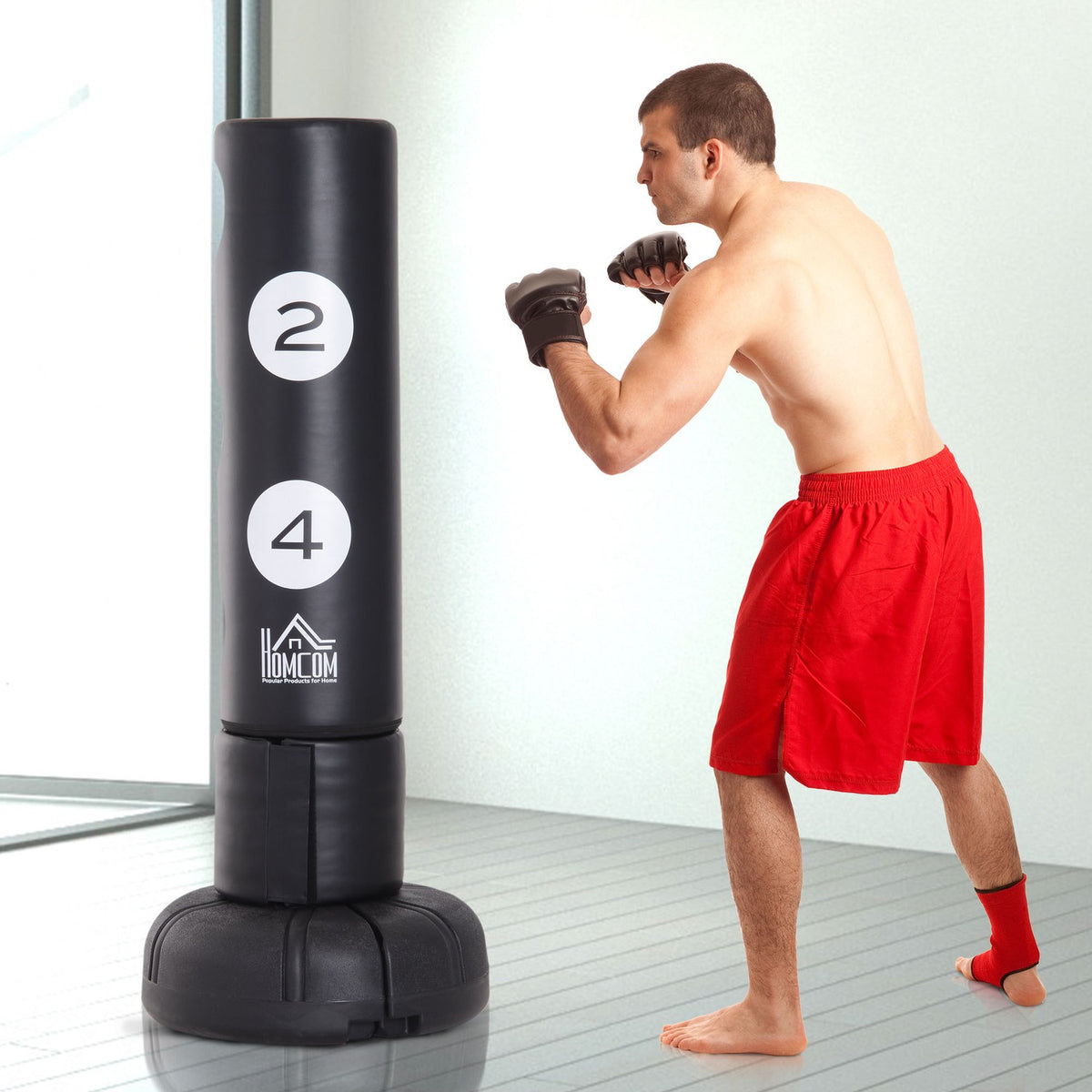 Punching Bag Standing 176Cm Adult Freestanding Heavy Duty Standing Punching Bag With Stand And Vinyl Pad Boxing Partner Boxing Trainer Black