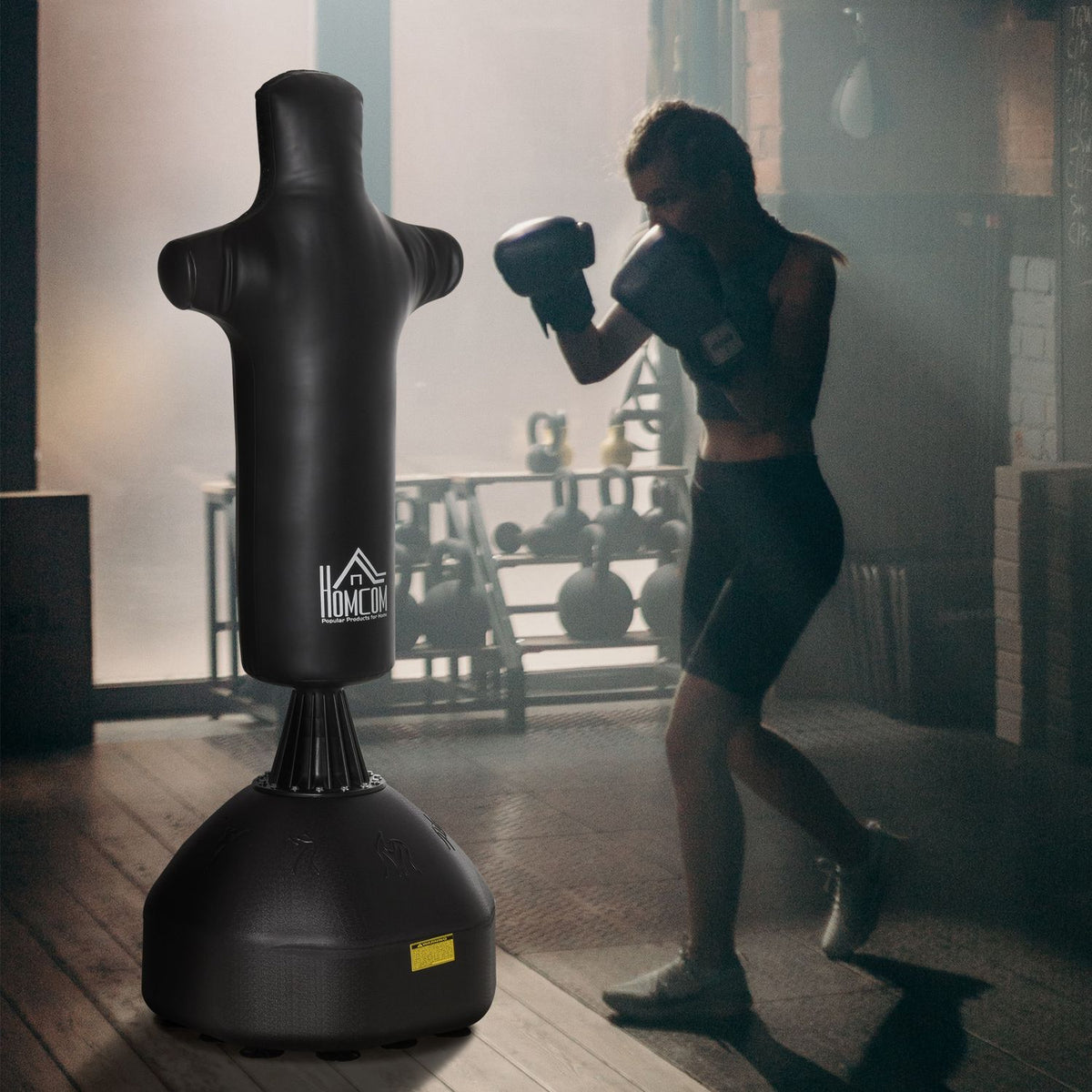 Punching Bag Standing 180Cm Adult Standing Punching Bag Boxing Dummy Boxing Column Humanoid Design Heavy Duty Punching Bag For Professionals And Beginners Black