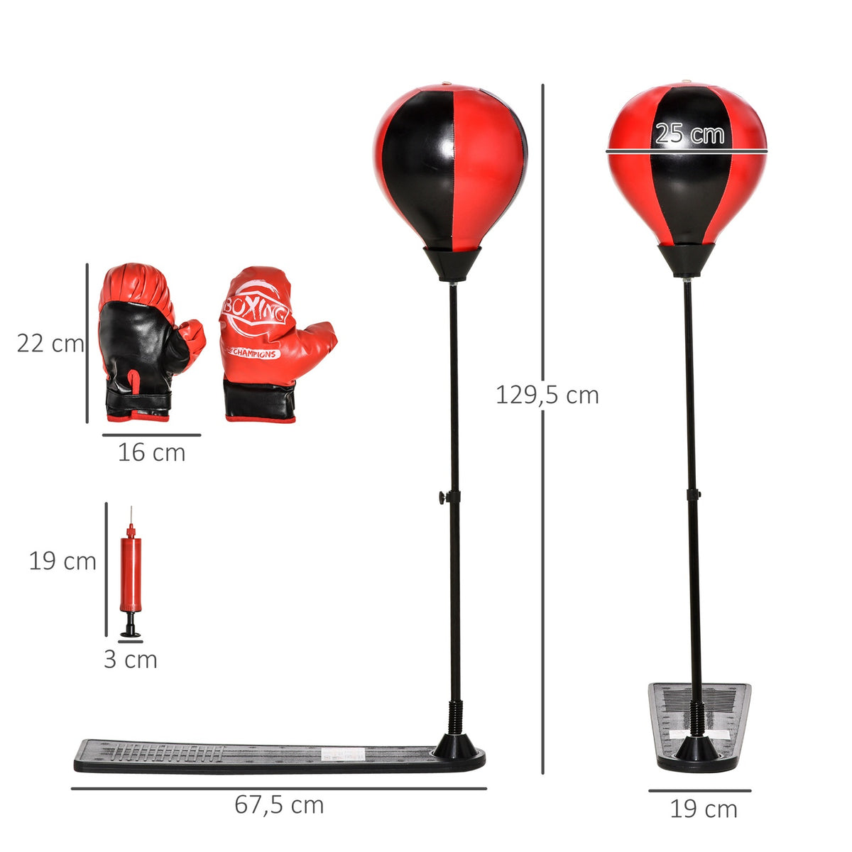 Punching Ball Boxing Stand For Children 5-8 Years Standing Boxing Bag With Boxing Gloves Punching Ball Set Height Adjustable From 87.5 To 129.5 Cm