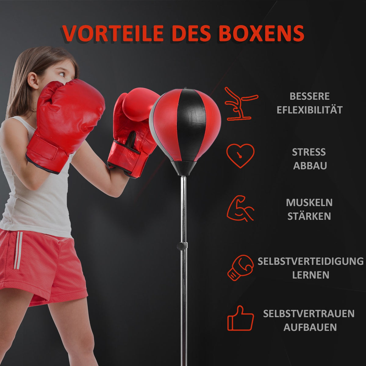 Punching Ball Set Stand Box Height Adjustable 125-145Cm Gloves Pump Professional & Beginner