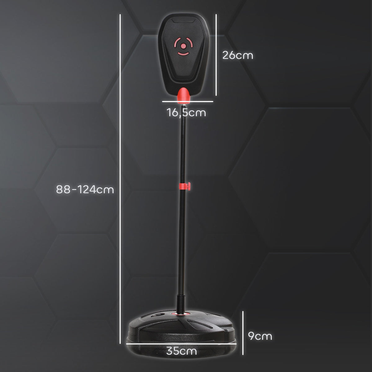 Punching bag 88-124 cm height-adjustable boxing stand with boxing gloves, boxing set with water/sand fillable stand for 5-10 years children, steel, black