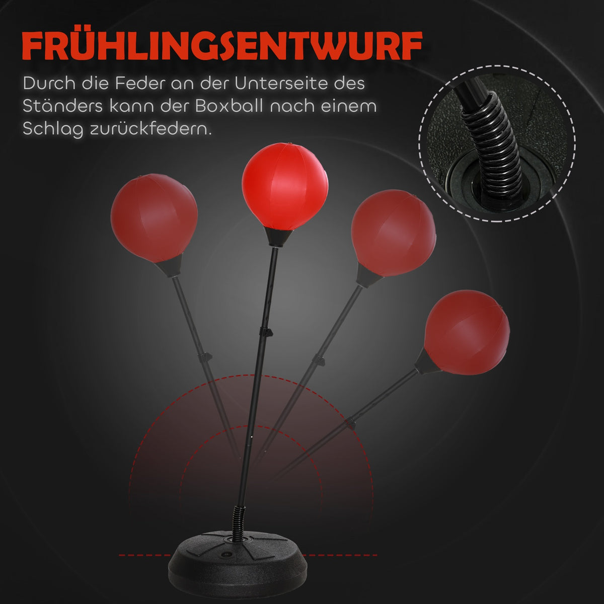 Punching ball for children boxing stand with boxing gloves, 122.5-147 cm height adjustable boxing set with stand for boys and girls, steel, red
