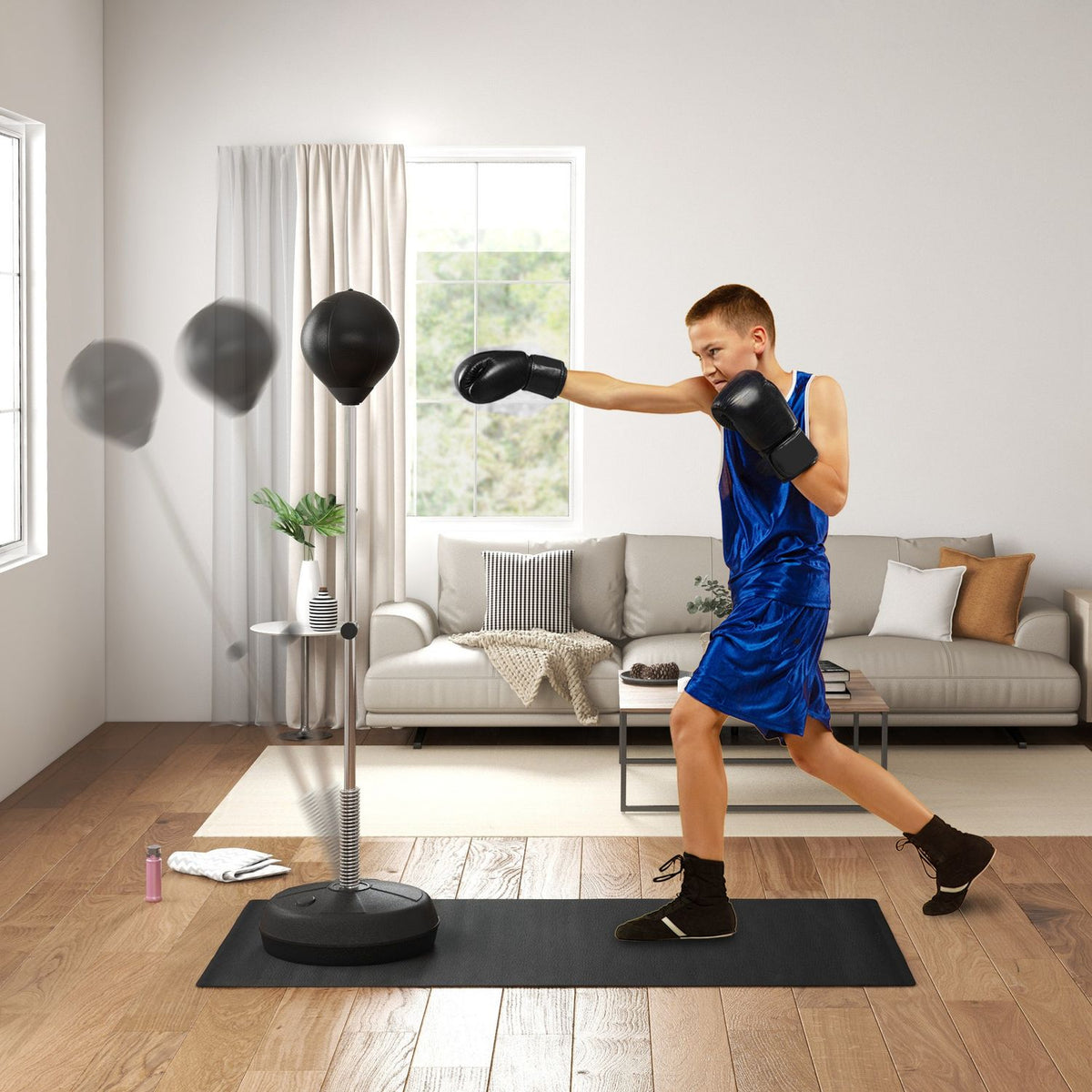 Punching ball set, standing box training set, 125/131/138/145cm height adjustable, with 1 pair of gloves, 1 pump, for professionals, beginners