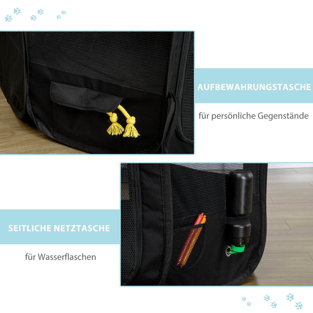 Puppy Playpen Animal Playpen Foldable, Puppy Run Outdoor Enclosure, Waterproof, Portable, 118X118X62Cm