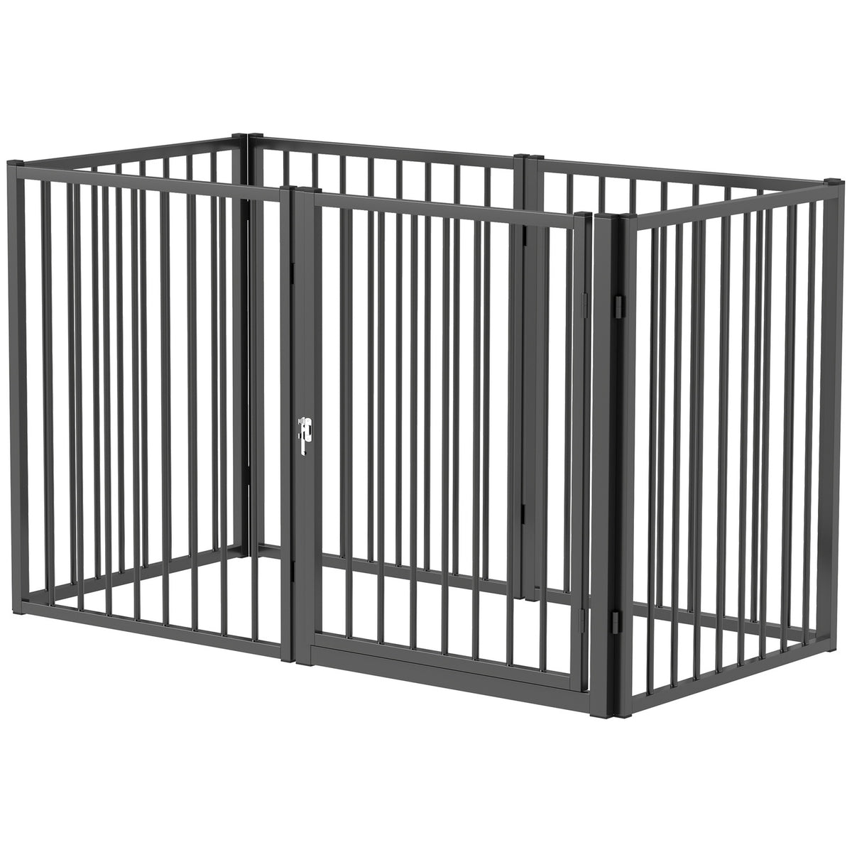 Puppy Run 76 cm High, 6-Piece Puppy Playpen with Door, Outdoor Run Dog Playpen for Small to Medium Dogs, Rabbits, Guinea Pigs, Steel, Black