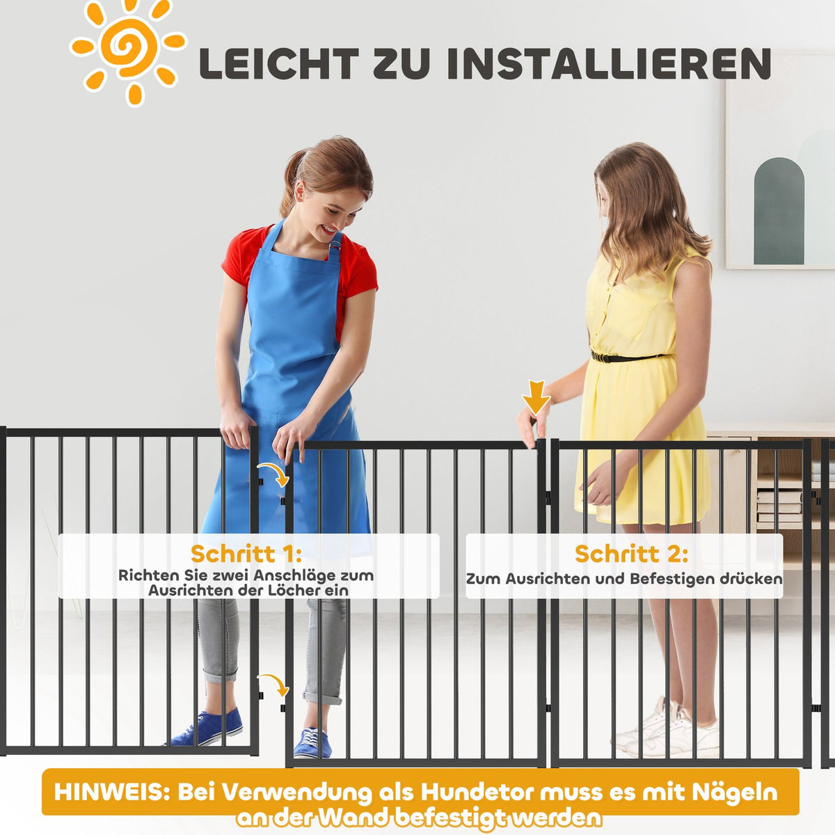 Puppy Run 76 cm High, 6-Piece Puppy Playpen with Door, Outdoor Run Dog Playpen for Small to Medium Dogs, Rabbits, Guinea Pigs, Steel, Black