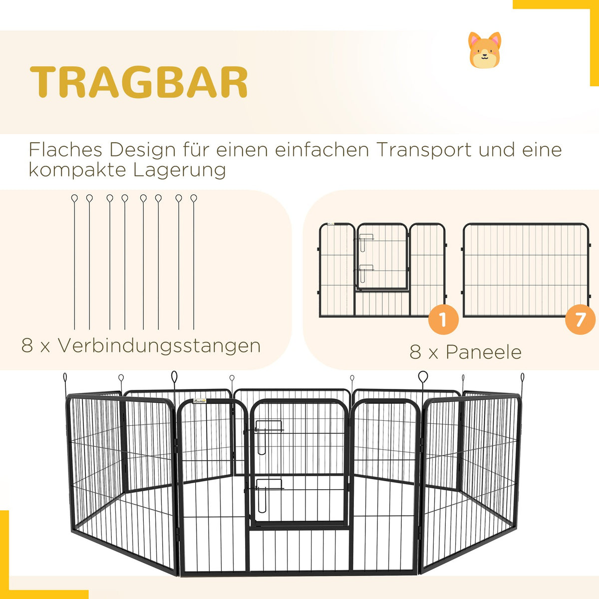 Puppy Run Puppy Outdoor Enclosure With 8 Panels Outdoor Enclosure Playpen Playpen Puppy Fence With Door 60 X 80 Cm