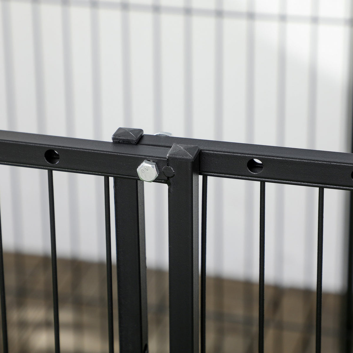 Puppy Run With Door, 81Cm High, 6 Panels, Indoor Outdoor Run, Steel, Black, 82.5-150 X 79Cm