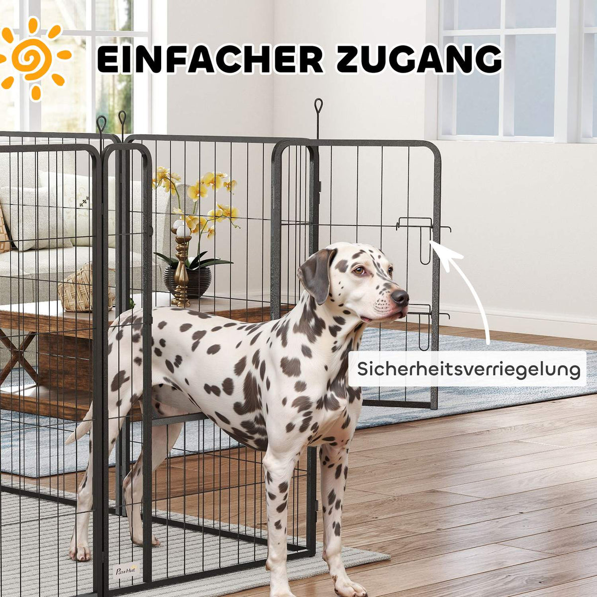 Puppy playpen, square, puppy run with 12 grid panels, door, ground spikes, flexible, foldable, protective tarpaulin, outdoor enclosure, 100 cm high, dog playpen, indoors, outdoors, puppy gate for dogs, cats