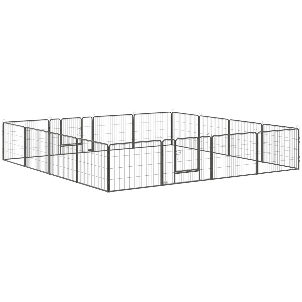 Puppy run outdoor enclosure, 60H cm, 16 segments, playpen for pets, puppy fence, playpen, customizable, with 2 doors, steel