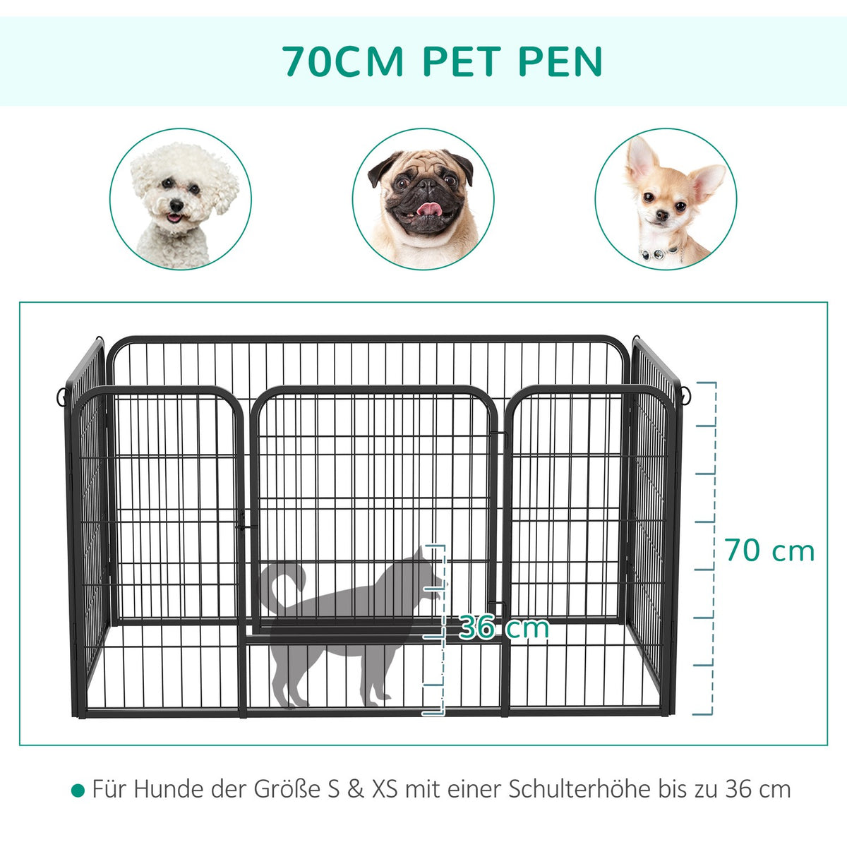 Puppy run, puppy outdoor enclosure, playpen, playpen, puppy fence, 70 x 80 cm
