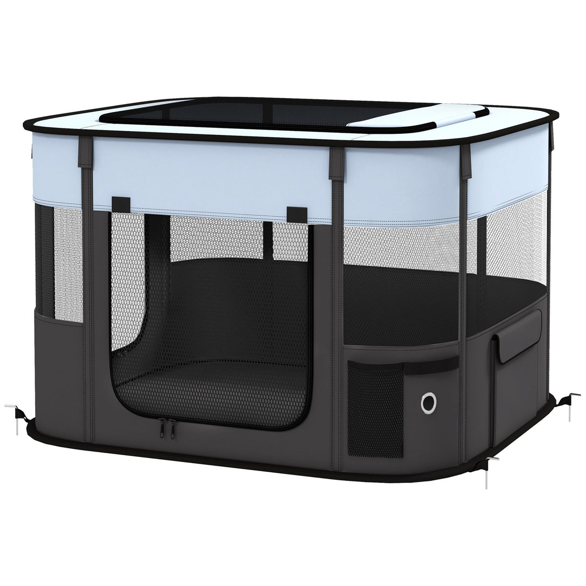 Puppy run, puppy playpen with doors, windows, foldable playpen, breathable net, for small dogs under 4 kg and small animals, indoor and outdoor, 74 x 60 x 45 cm, gray