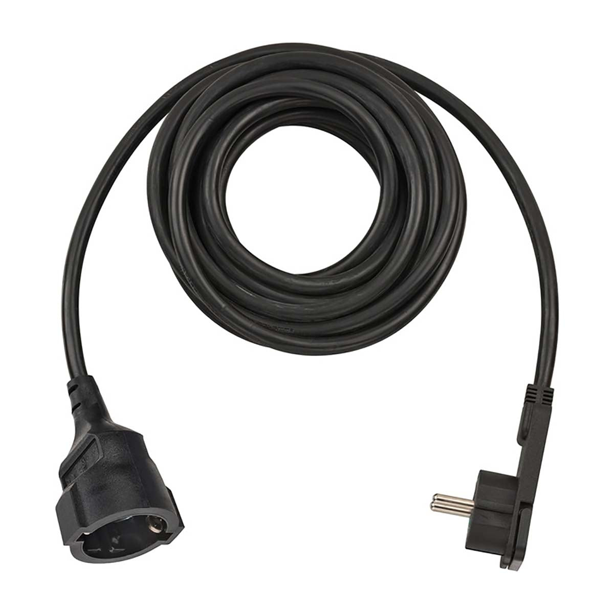 Quality extension cable in plastic with flat plug (extension cable flat for indoor use with 5m cable) black