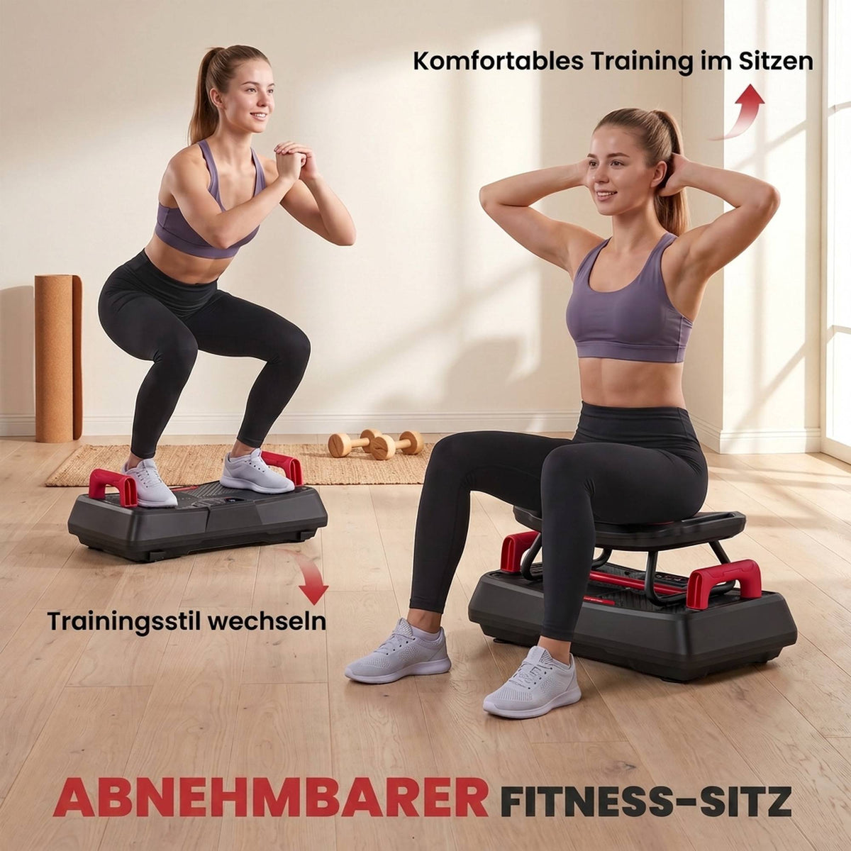 Quiet Vibration Plate with Adjustable Handles & Seat