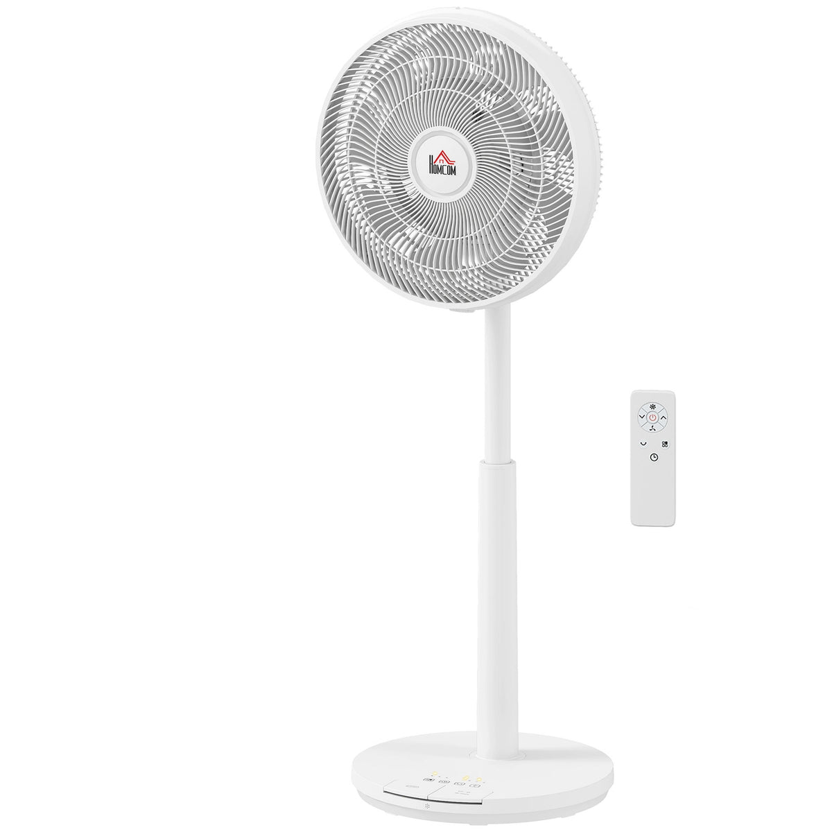 Quiet pedestal fan with remote control, fan with 12 speed levels, timer, tilt & oscillation adjustable, sleep modes, white |