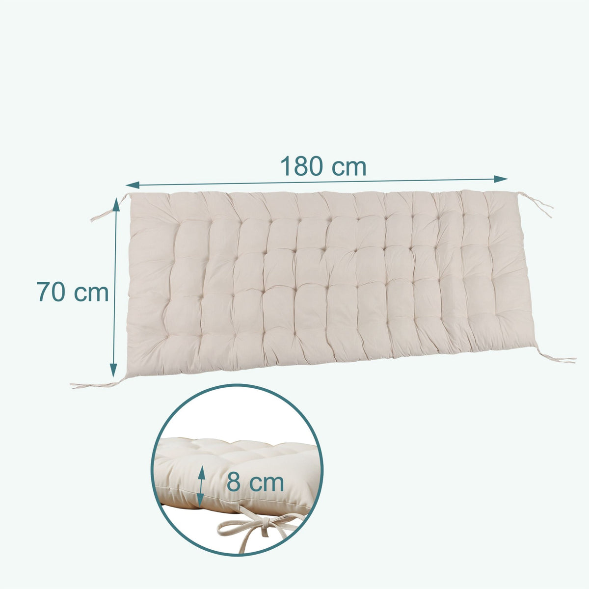 Quilted Garden Bench Cushion with Ties