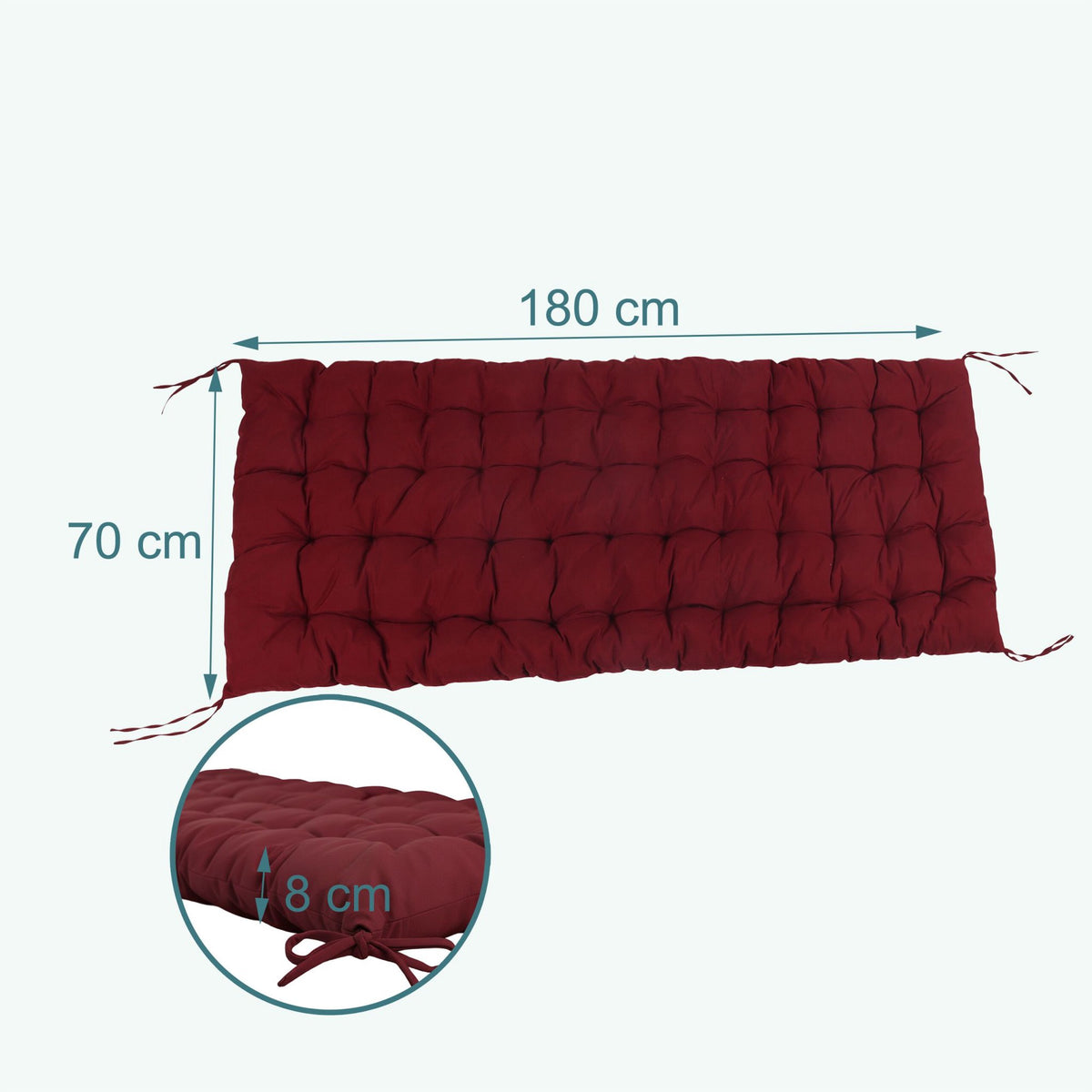 Quilted Garden Bench Cushion with Ties