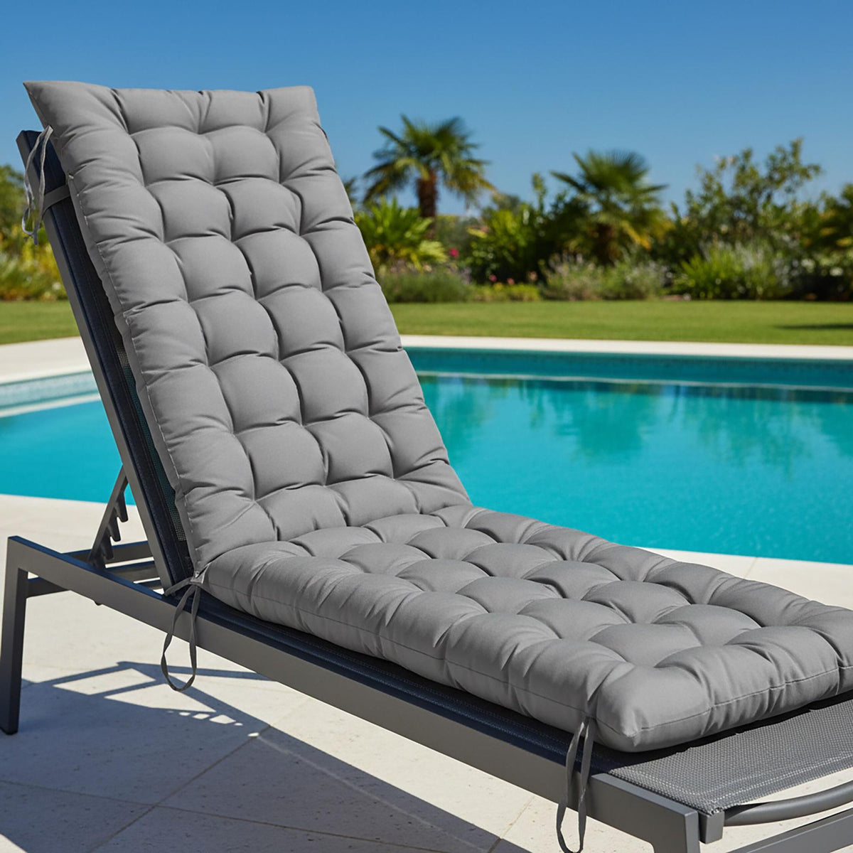 Quilted Garden Bench Cushion with Ties, Thick Padding