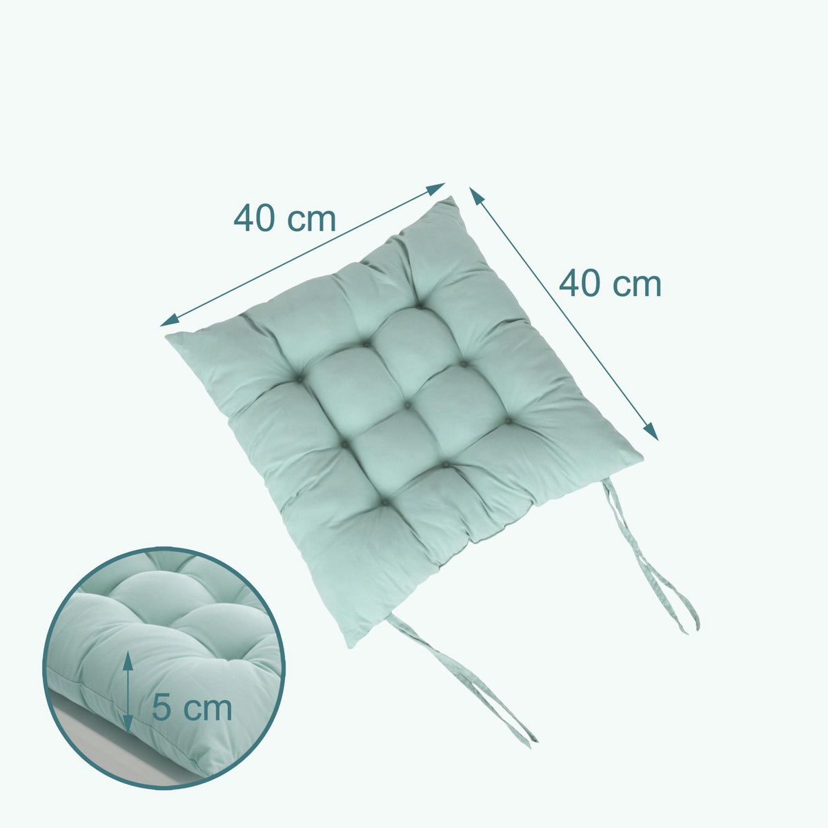 Quilted Square Chair Cushions with Ties, 4-Pack