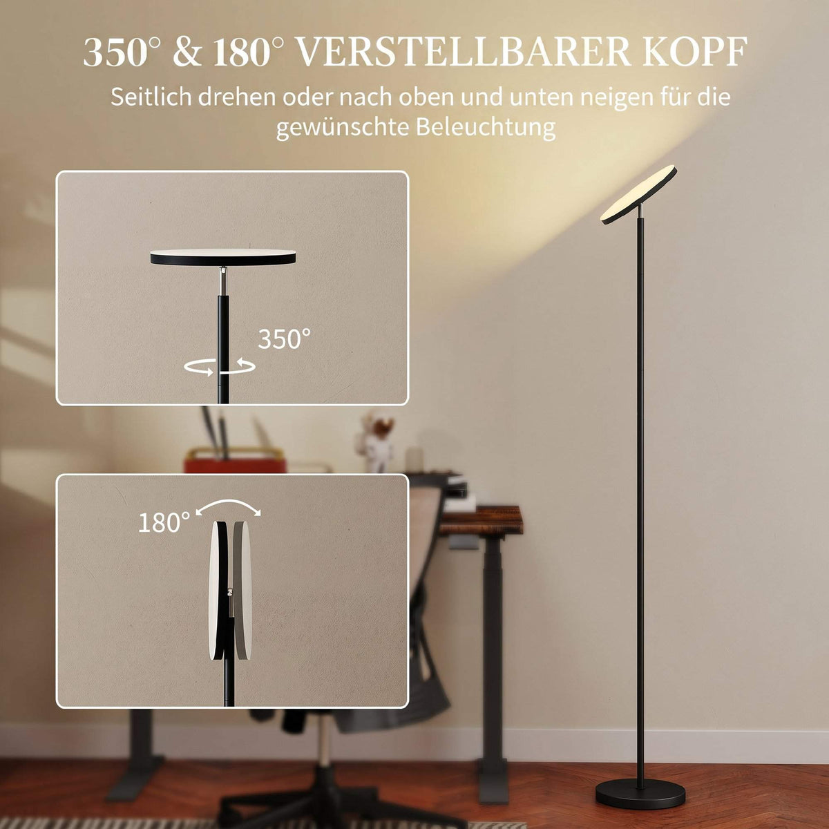 RGB Floor Lamp, Dimmable, Remote and Touch, Black