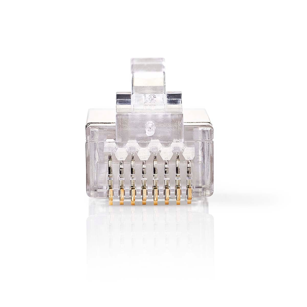 RJ45 connector | Male | Solid STP CAT6 | Straight | Gold Plated | 10 pieces. | PVC | Transparent | Box