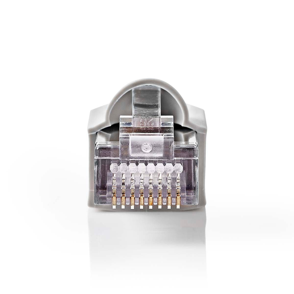 RJ45 connector | Male | Solid UTP CAT5 | Straight | Gold Plated | 10 pieces. | PVC | Gray / Transparent | Box