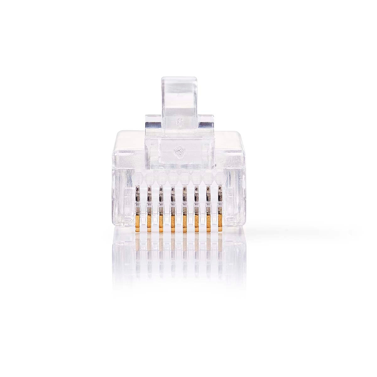 RJ45 connector | Male | Solid UTP CAT5 | Straight | Gold Plated | 10 pieces. | PVC | Transparent | Box