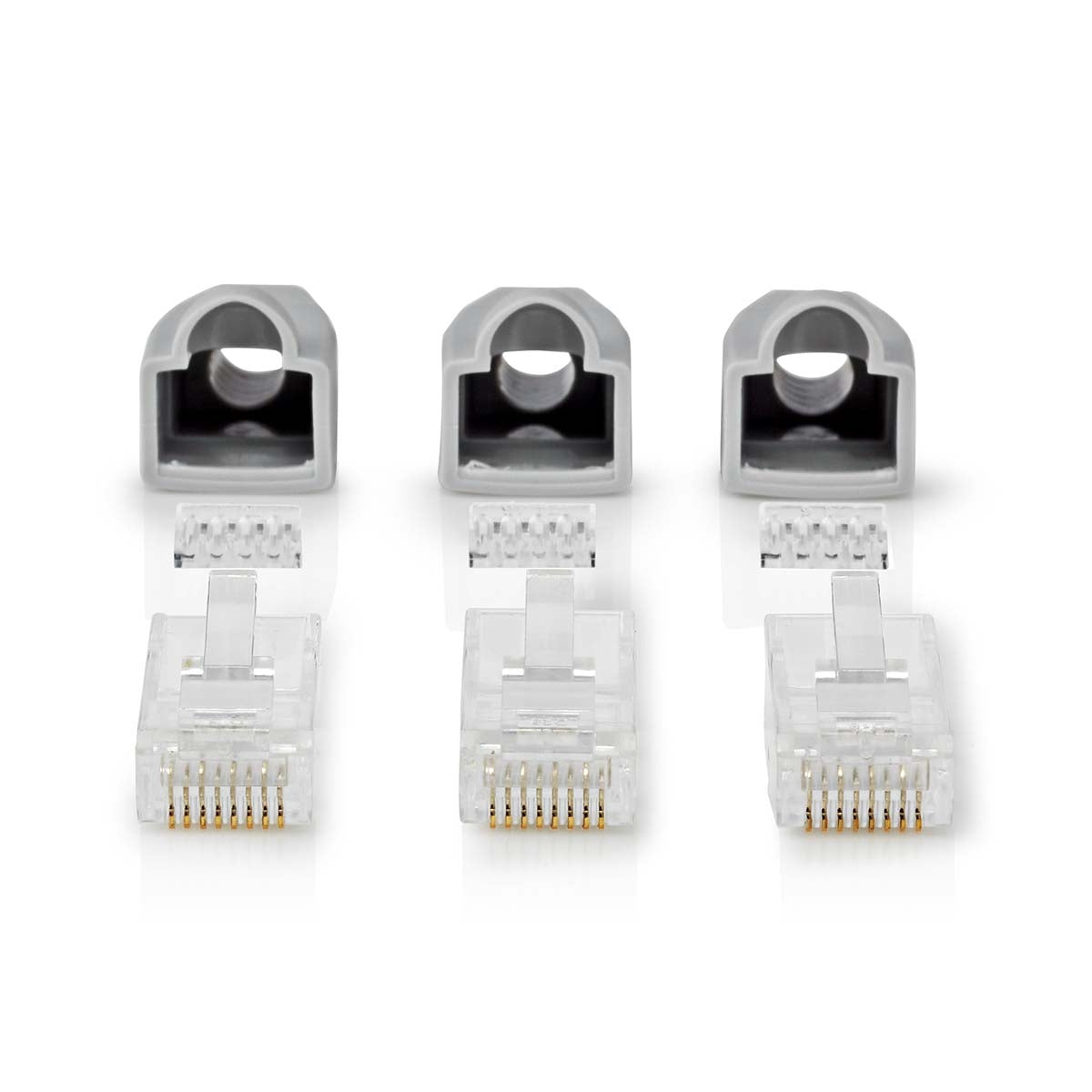 RJ45 connector | Male | Solid UTP CAT6 | Straight | Gold Plated | 10 pieces. | PVC | Gray | Box