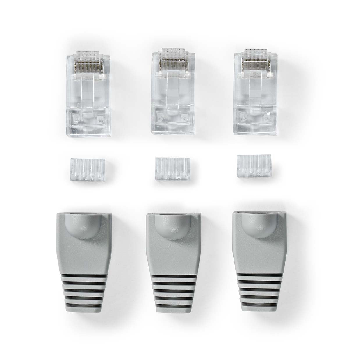 RJ45 connector | Male | Solid UTP CAT6 | Straight | Gold Plated | 10 pieces. | PVC | Gray | Box